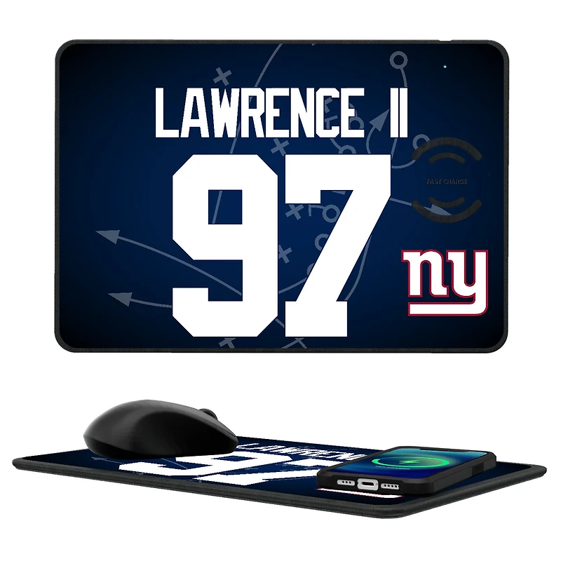 Keyscaper Dexter Lawrence II New York Giants Wireless Charger and Mouse Pad