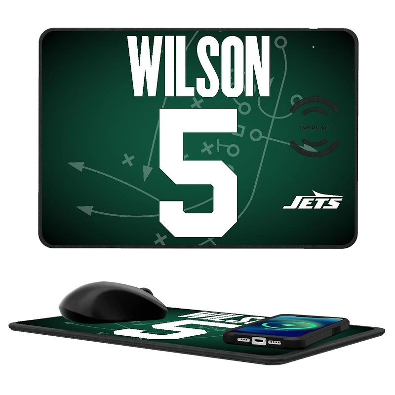 Keyscaper Garrett Wilson New York Jets Wireless Charger and Mouse Pad