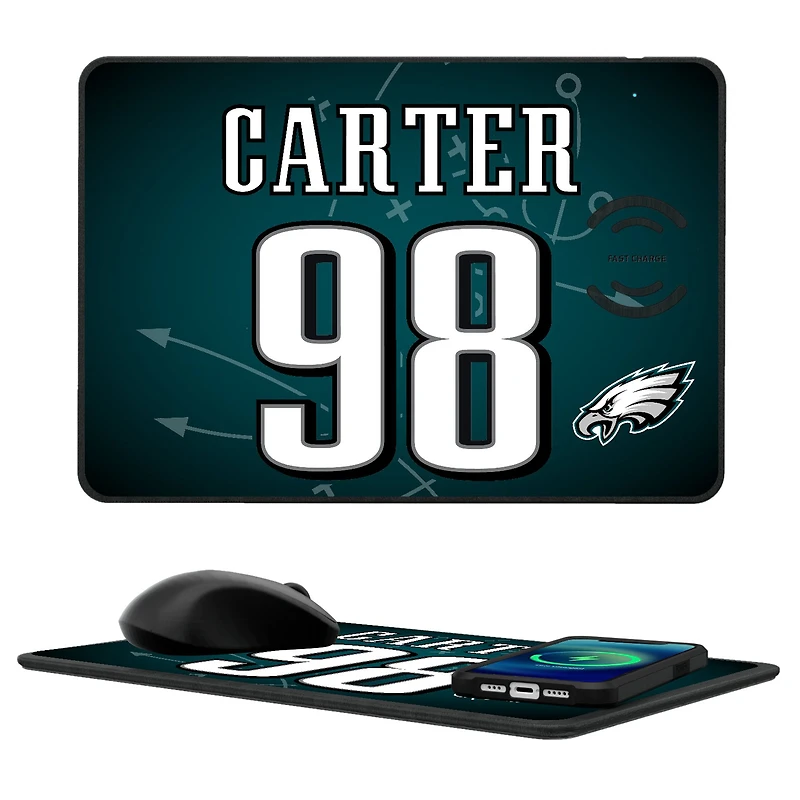 Keyscaper Jalen Carter Philadelphia Eagles Wireless Charger and Mouse Pad