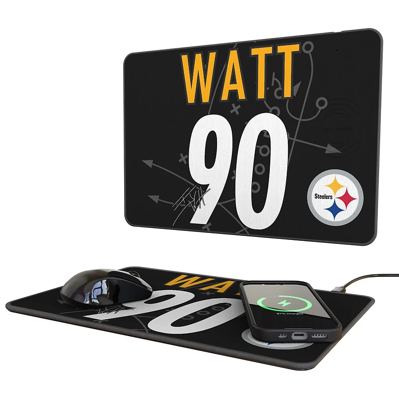 Keyscaper T.J. Watt Pittsburgh Steelers Wireless Charger and Mouse Pad