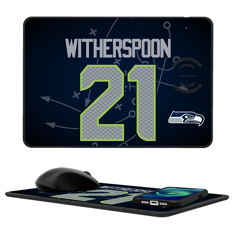 Keyscaper Devon Witherspoon Seattle Seahawks Wireless Charger and Mouse Pad