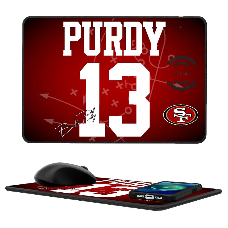 Keyscaper Brock Purdy San Francisco 49ers Wireless Charger and Mouse Pad