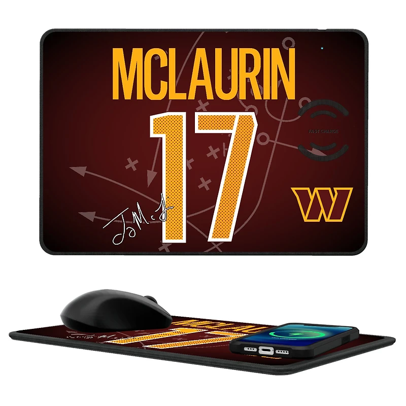 Keyscaper Terry McLaurin Washington Commanders Wireless Charger and Mouse Pad