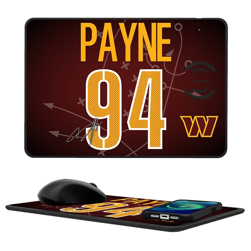 Keyscaper Daron Payne Washington Commanders Wireless Charger and Mouse Pad