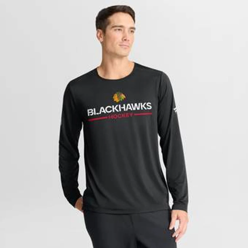 Men's Fanatics Black Chicago Blackhawks Authentic Pro Rink Tech Long Sleeve T-Shirt