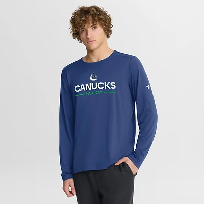 Men's Fanatics Blue Vancouver Canucks Authentic Pro Rink Tech Long Sleeve T-Shirt