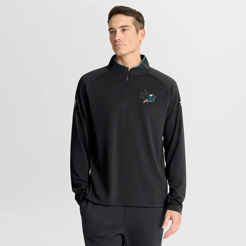 Men's Fanatics Black San Jose Sharks Authentic Pro Rink Training Quarter-Zip Pullover