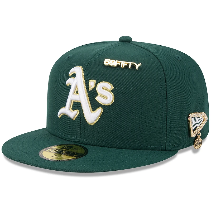Men's New Era Dark Green Athletics 2025 59FIFTY Day 59FIFTY Fitted Hat with Pins