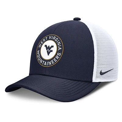 Men's Nike Navy/White West Virginia Mountaineers Rise Primetime Performance Trucker Adjustable Hat