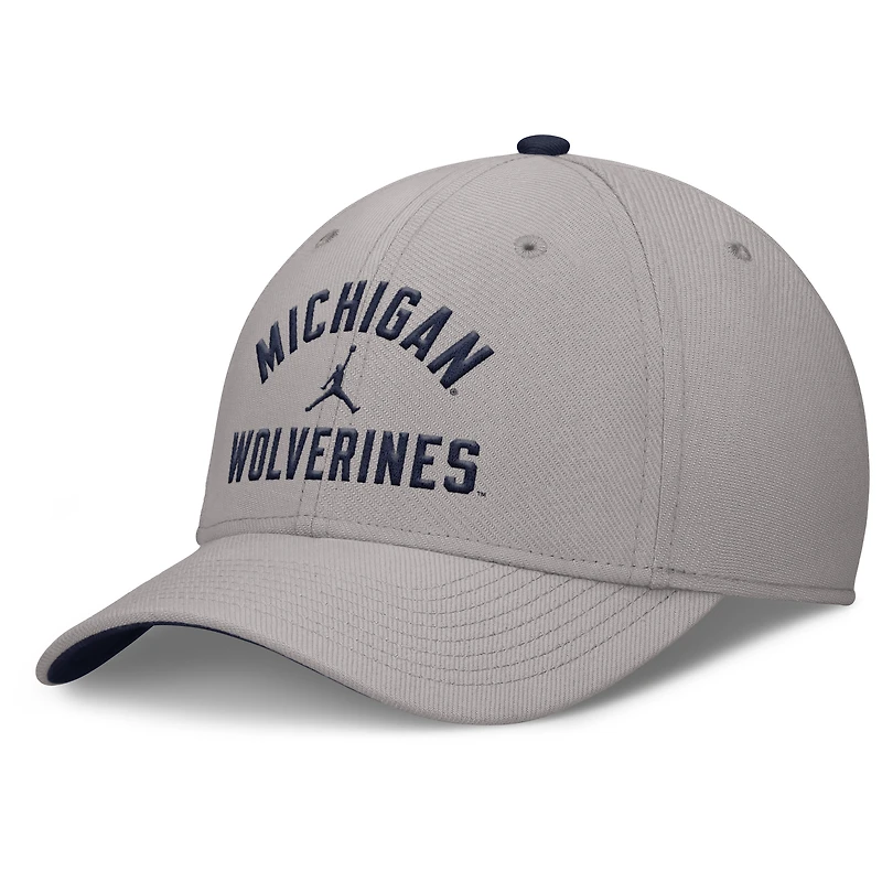 Men's Jordan Brand Gray Michigan Wolverines Rise Prep Performance Flex Hat