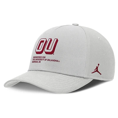 Men's Jordan Brand Gray Oklahoma Sooners 2025 Sideline Dust Pinched Rise Adjustable Hat