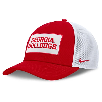 Men's Nike Red/White Georgia Bulldogs 2025 On-Field Rise Patch Trucker Adjustable Hat