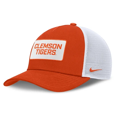 Men's Nike /White Clemson Tigers 2025 On-Field Rise Patch Trucker Adjustable Hat