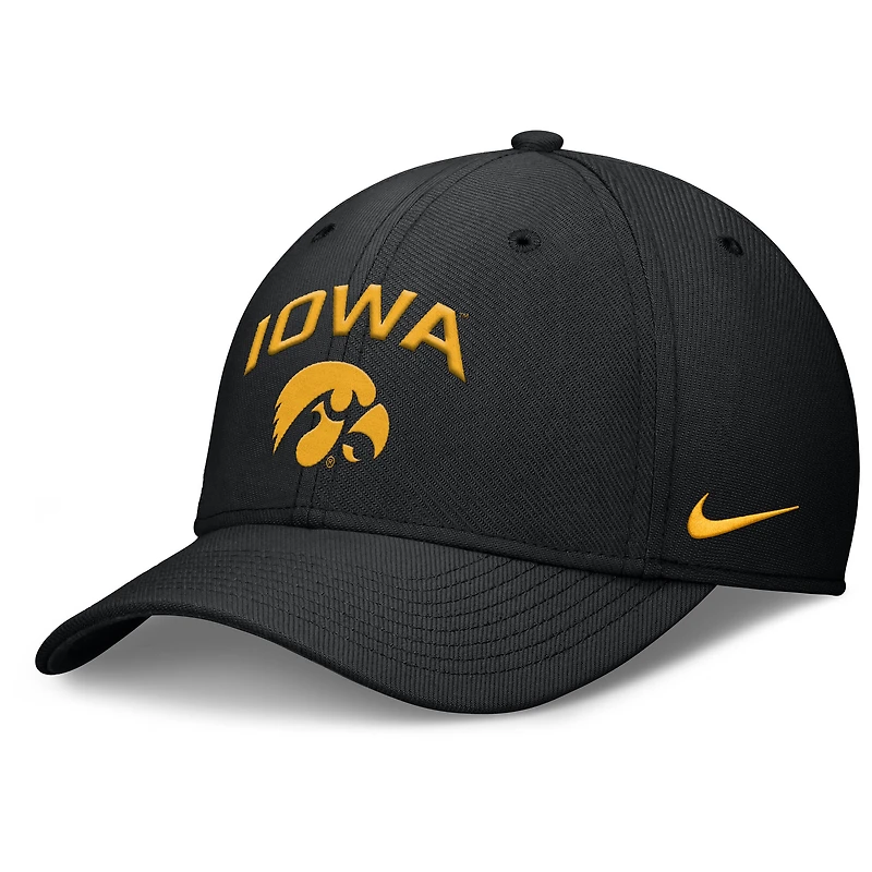 Men's Nike Black Iowa Hawkeyes 2025 On-Field Rise Performance Flex Hat
