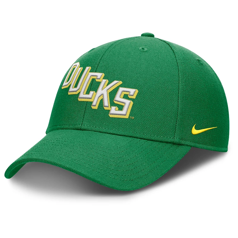 Men's Nike Green Oregon Ducks Slanted Primetime Rise Performance Adjustable Hat