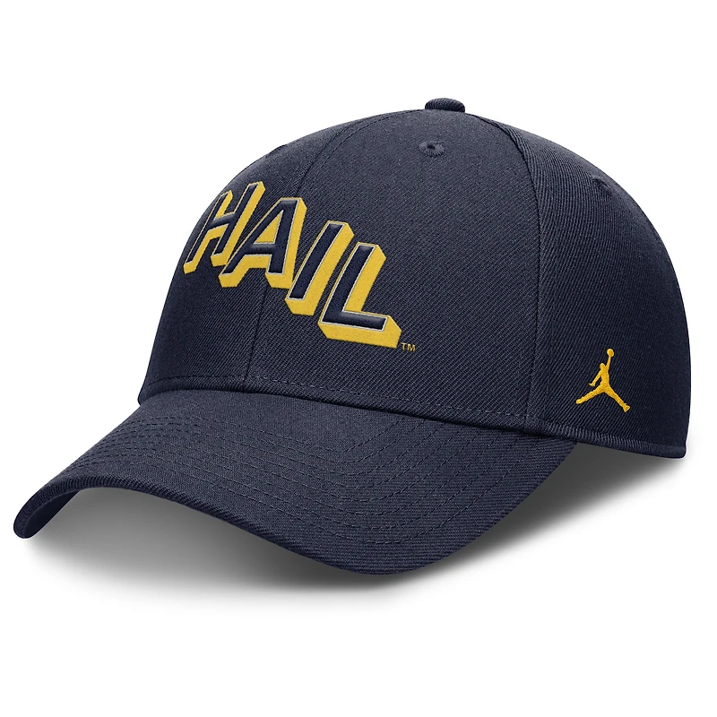 Men's Jordan Brand Navy Michigan Wolverines Slanted Primetime Rise Performance Adjustable Hat