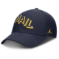 Men's Jordan Brand Navy Michigan Wolverines Slanted Primetime Rise Performance Adjustable Hat