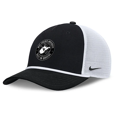 Men's Nike Black/White West Virginia Mountaineers Built on Bravery Rise Trucker Adjustable Hat