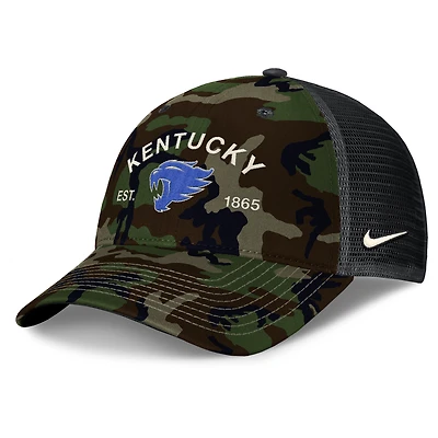Men's Nike Camo Kentucky Wildcats 2025 Military Appreciation Rise Adjustable Trucker Hat