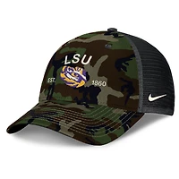 Men's Nike Camo LSU Tigers 2025 Military Appreciation Rise Adjustable Trucker Hat