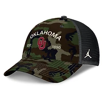 Men's Jordan Brand Camo Oklahoma Sooners 2025 Military Appreciation Rise Adjustable Trucker Hat