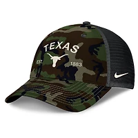 Men's Nike Camo Texas Longhorns 2025 Military Appreciation Rise Adjustable Trucker Hat