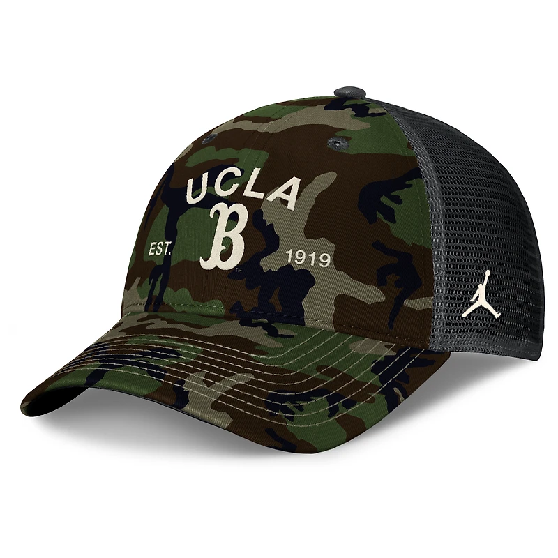 Men's Jordan Brand Camo UCLA Bruins 2025 Military Appreciation Rise Adjustable Trucker Hat