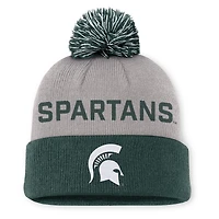 Men's Nike Gray/Green Michigan State Spartans Primetime Peak Cuffed Knit Hat with Pom
