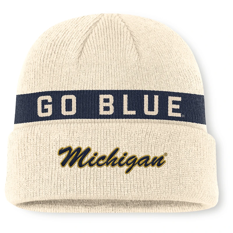 Men's Jordan Brand Natural Michigan Wolverines Peak Primetime Utility Cuffed Knit Hat