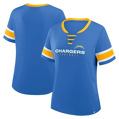 Women's Fanatics Powder Blue Los Angeles Chargers Redzone Draw Play Athena Lace-Up T-Shirt