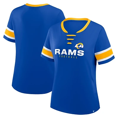 Women's Fanatics Royal Los Angeles Rams Redzone Draw Play Athena Lace-Up T-Shirt