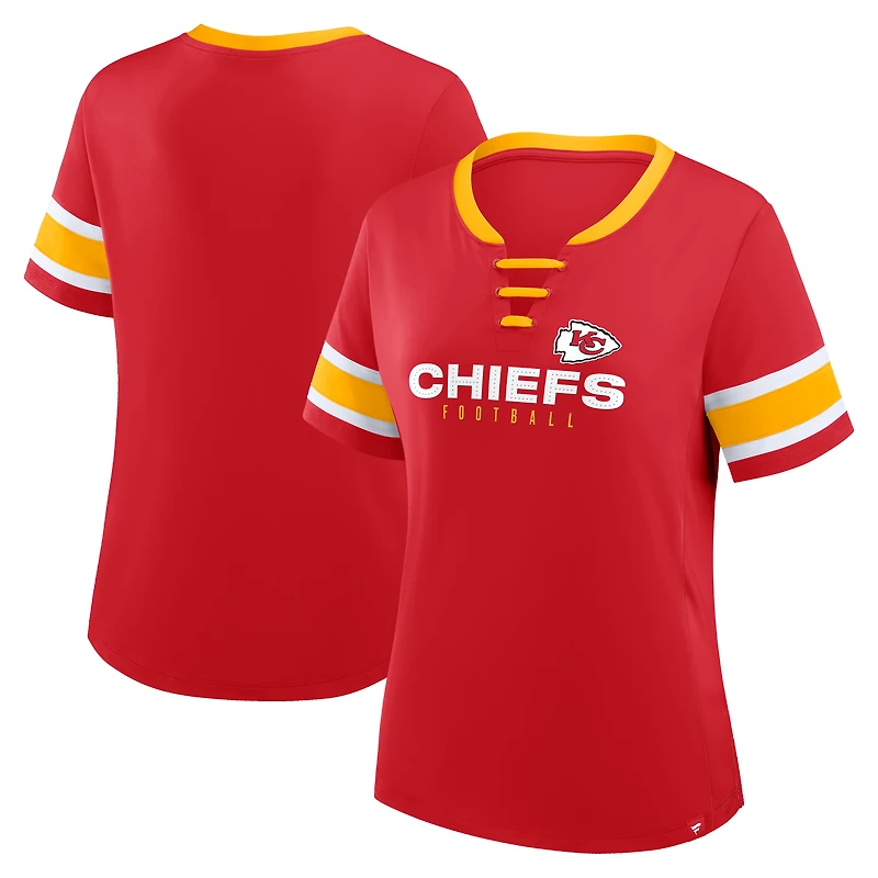 Women's Fanatics Red Kansas City Chiefs Redzone Draw Play Athena Lace-Up T-Shirt