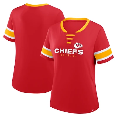 Women's Fanatics Red Kansas City Chiefs Redzone Draw Play Athena Lace-Up T-Shirt