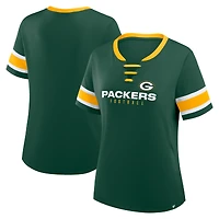 Women's Fanatics Green Bay Packers Redzone Draw Play Athena Lace-Up T-Shirt