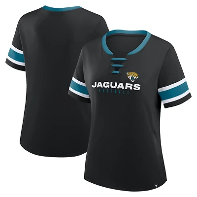 Women's Fanatics Black Jacksonville Jaguars Redzone Draw Play Athena Lace-Up T-Shirt