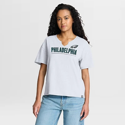 Women's Fanatics White Philadelphia Eagles Redzone Slub Boxy T-Shirt