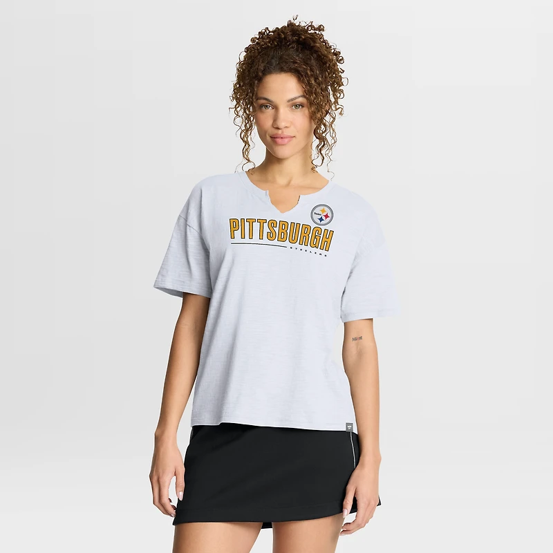 Women's Fanatics White Pittsburgh Steelers Redzone Slub Boxy T-Shirt