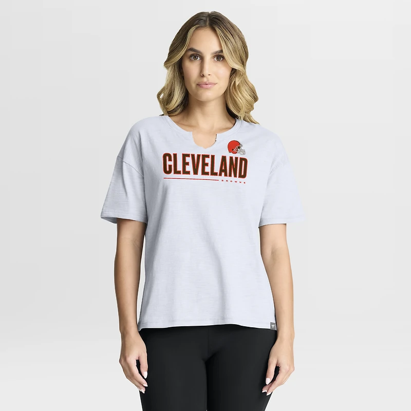 Women's Fanatics White Cleveland Browns Redzone Slub Boxy T-Shirt