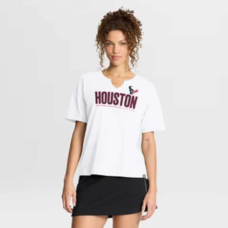 Women's Fanatics White Houston Texans Redzone Slub Boxy T-Shirt
