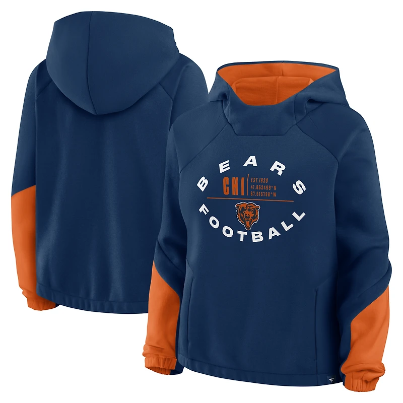 Women's Fanatics Navy Chicago Bears Oversized Redzone Bubble Screen Pullover Hoodie