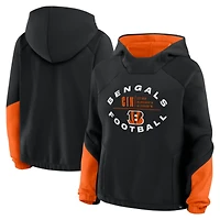 Women's Fanatics Black Cincinnati Bengals Oversized Redzone Bubble Screen Pullover Hoodie
