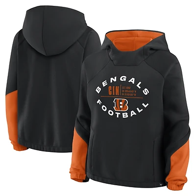 Women's Fanatics Black Cincinnati Bengals Oversized Redzone Bubble Screen Pullover Hoodie