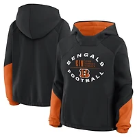 Women's Fanatics Black Cincinnati Bengals Oversized Redzone Bubble Screen Pullover Hoodie