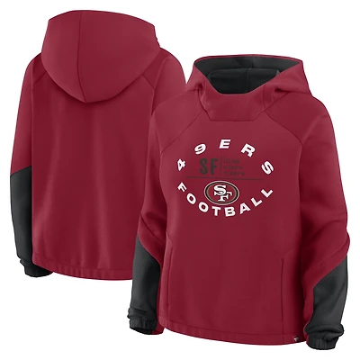 Women's Fanatics Scarlet San Francisco 49ers Oversized Redzone Bubble Screen Pullover Hoodie