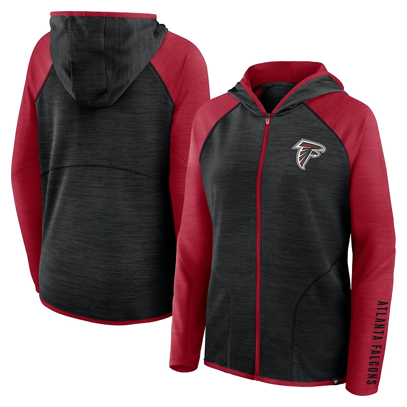 Women's Fanatics Black/Red Atlanta Falcons Redzone End Around Pass Raglan Full-Zip Hoodie