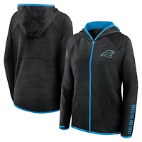 Women's Fanatics Black Carolina Panthers Redzone End Around Pass Raglan Full-Zip Hoodie