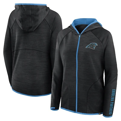 Women's Fanatics Black Carolina Panthers Redzone End Around Pass Raglan Full-Zip Hoodie