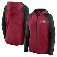 Women's Fanatics Scarlet/Black San Francisco 49ers Redzone End Around Pass Raglan Full-Zip Hoodie