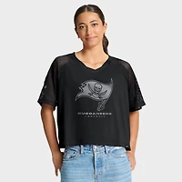 Women's Fanatics Tampa Bay Buccaneers Oversized Raglan V-Neck Blackout Fashion Jersey