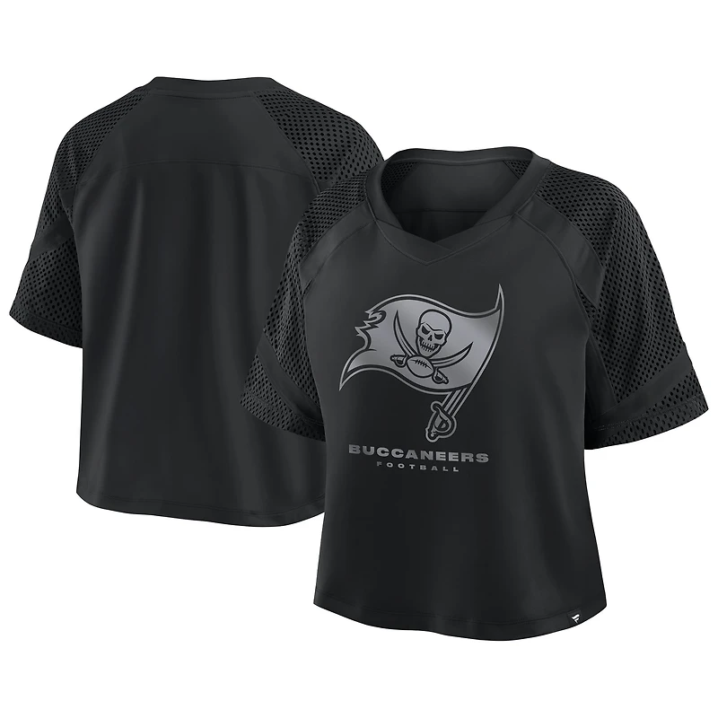 Women's Fanatics Tampa Bay Buccaneers Oversized Raglan V-Neck Blackout Fashion Jersey